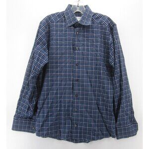 Eton Shirt Small Button Down Plaid Slim Woven Collared Preppy Casual
